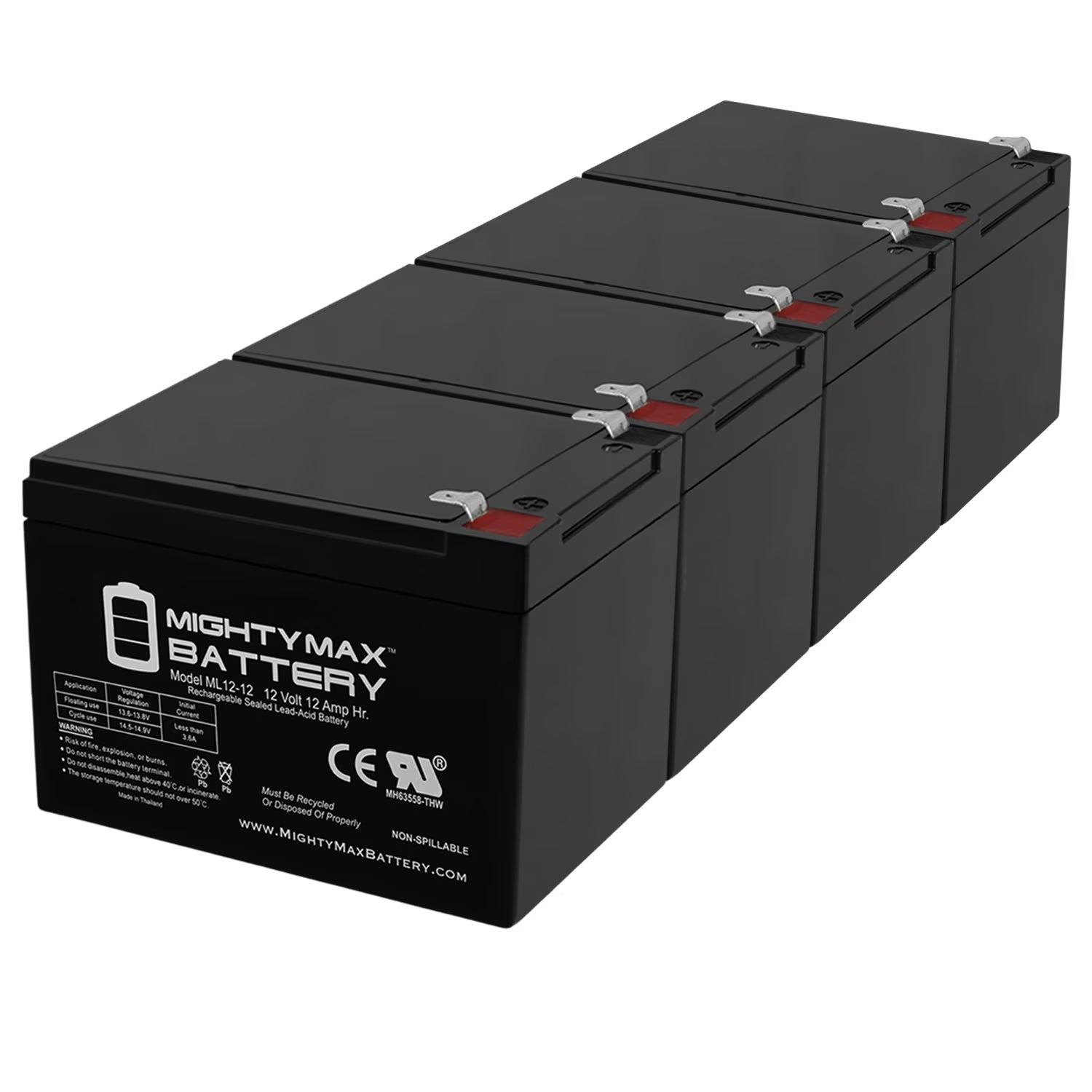12V 12Ah Ebike Electric Scooter Battery - 4 Pack D995