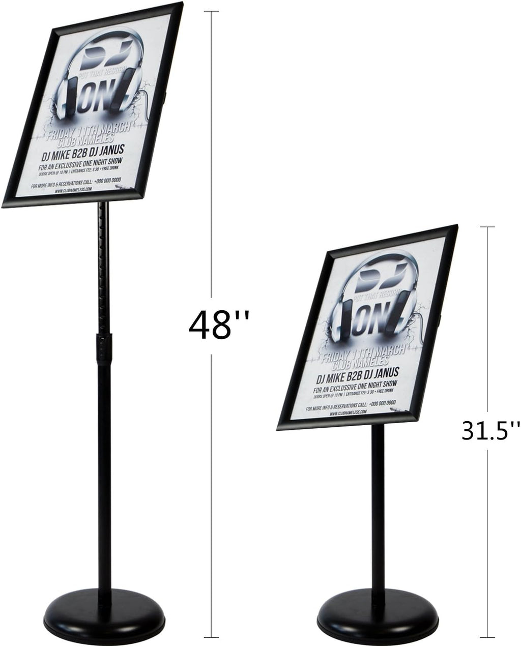 Adjustable Pedestal Poster Stand Aluminum Snap Open Frame for 11 x 17 Inch, Black K9124
