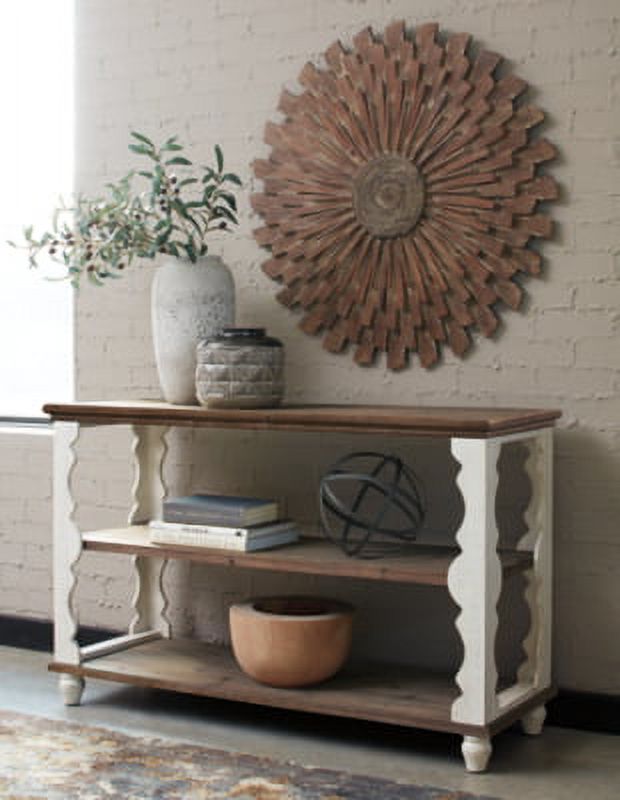 Antique White/Brown Sofa Console Table Q229999
