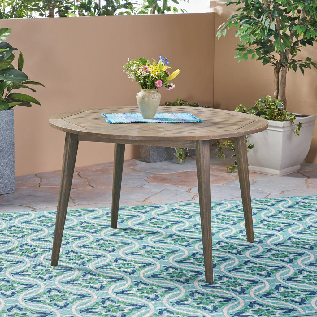 Gray Acacia Wood Round Dining Table X607