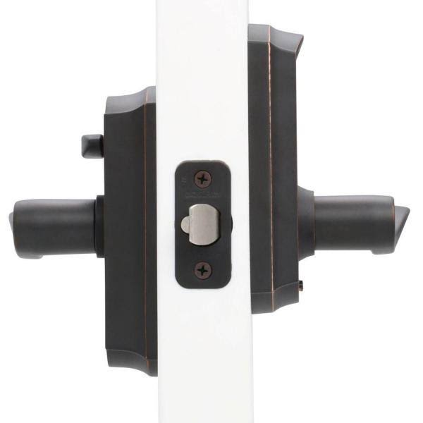 Aged Bronze Touch Entry Door Lever Set with Accent M676413