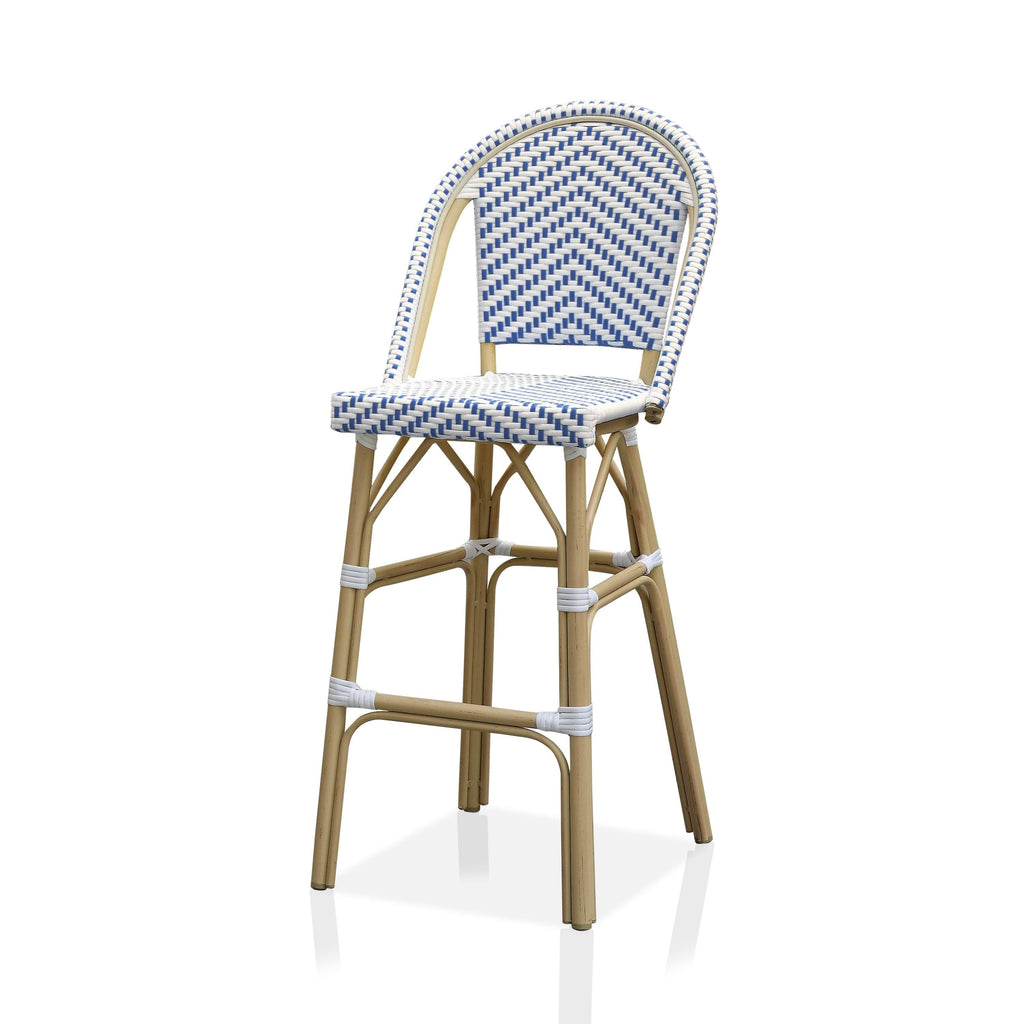 Navy & White Patio Bar Chairs (Set of 2) E965548