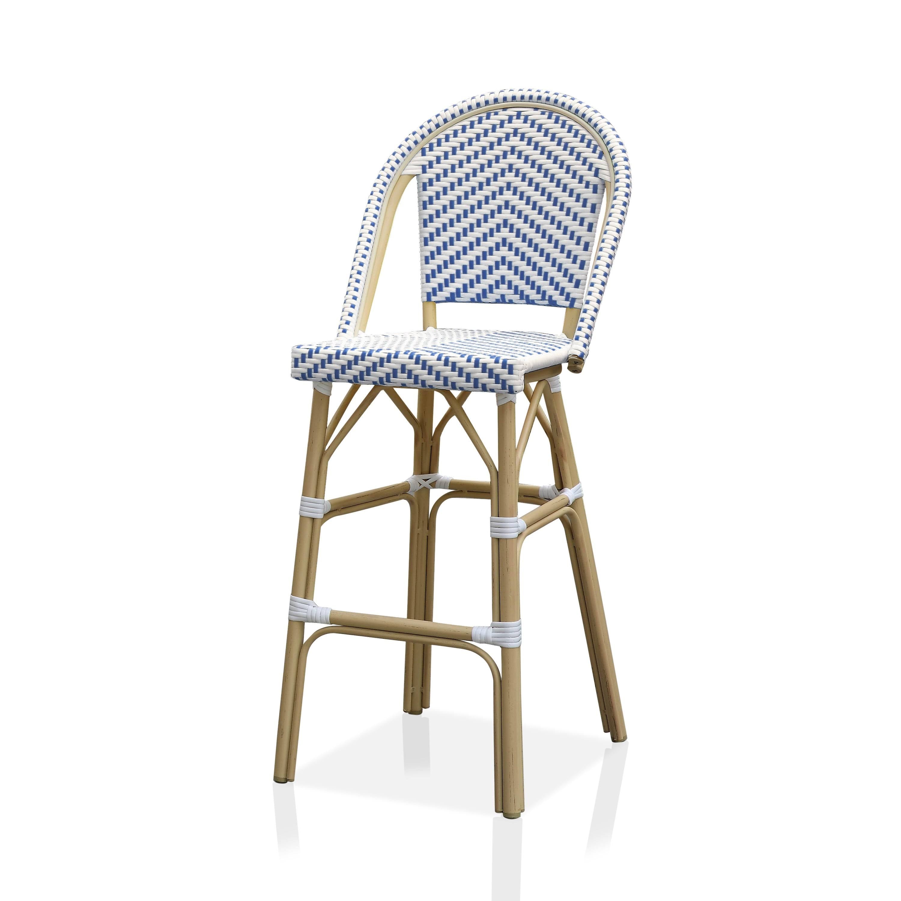 Navy & White Patio Bar Chairs (Set of 2) E965548
