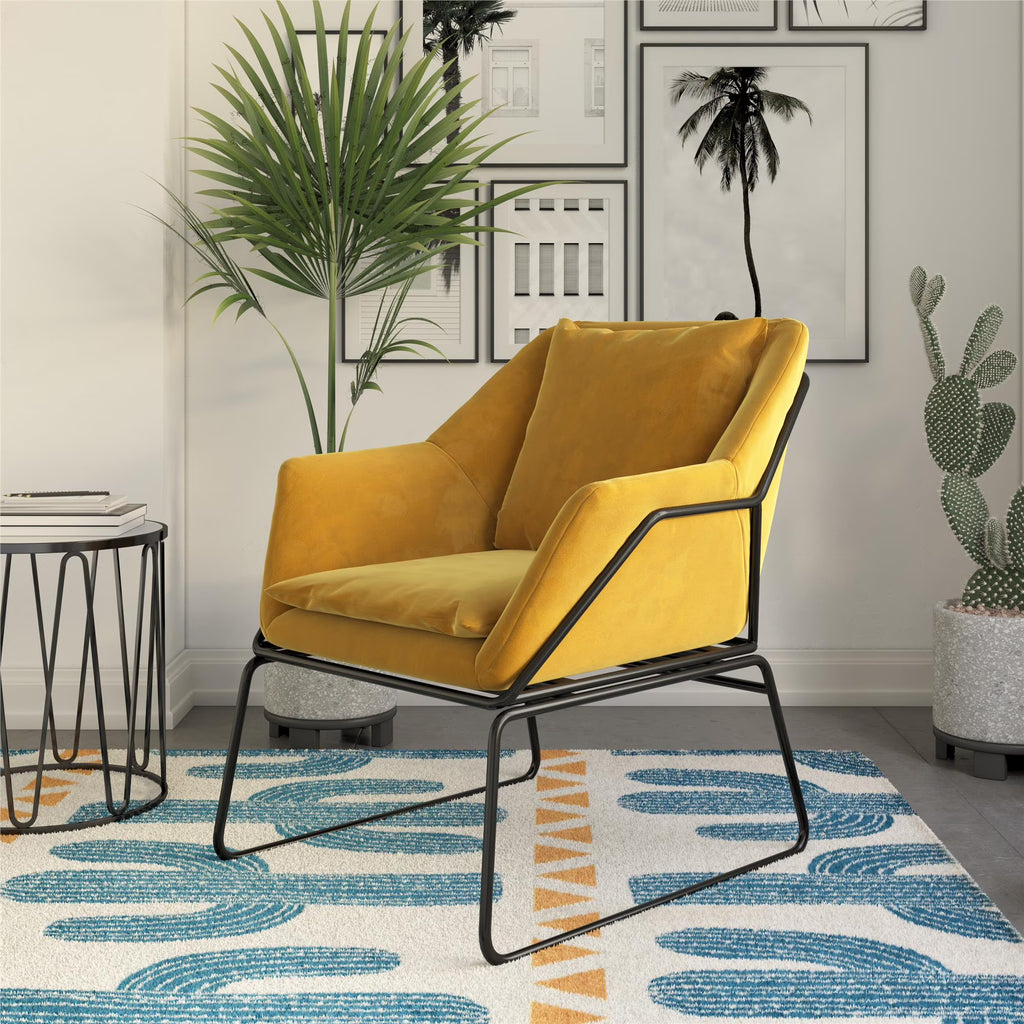 Mustard Yellow Velvet Accent Chair O266070