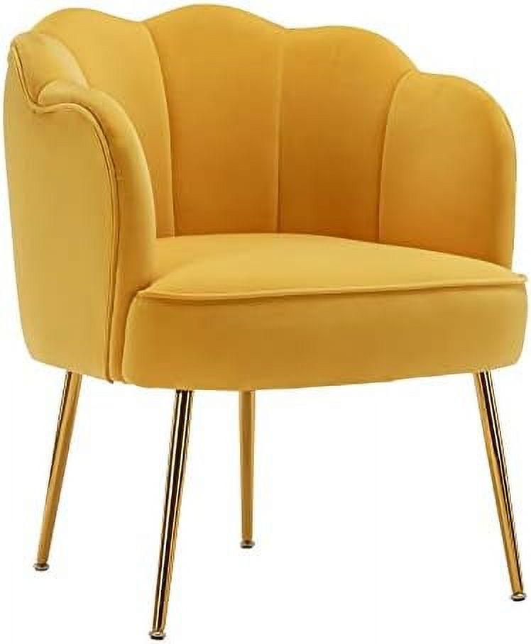 Velvet Accent Barrel Chairs with Golden Metal Legs R940837