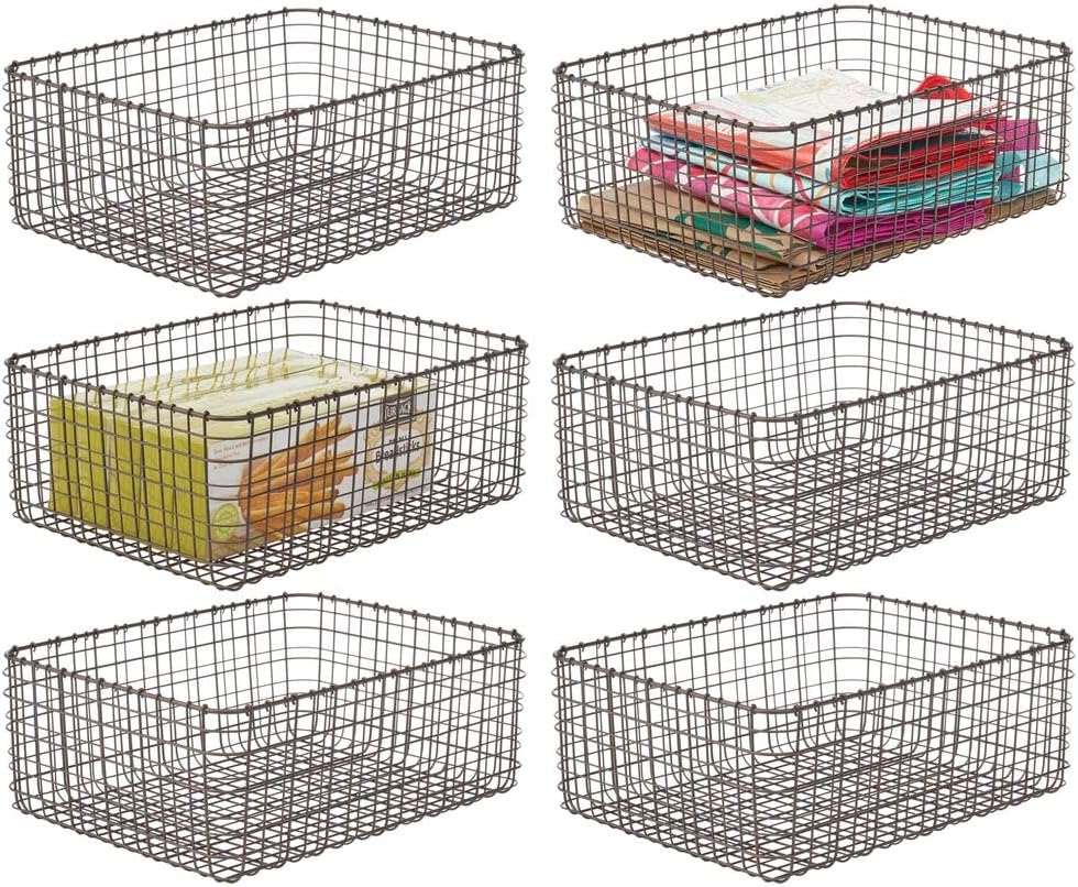 Metal Wire Food Organizer Storage Bin Basket, 6 Pack W3879