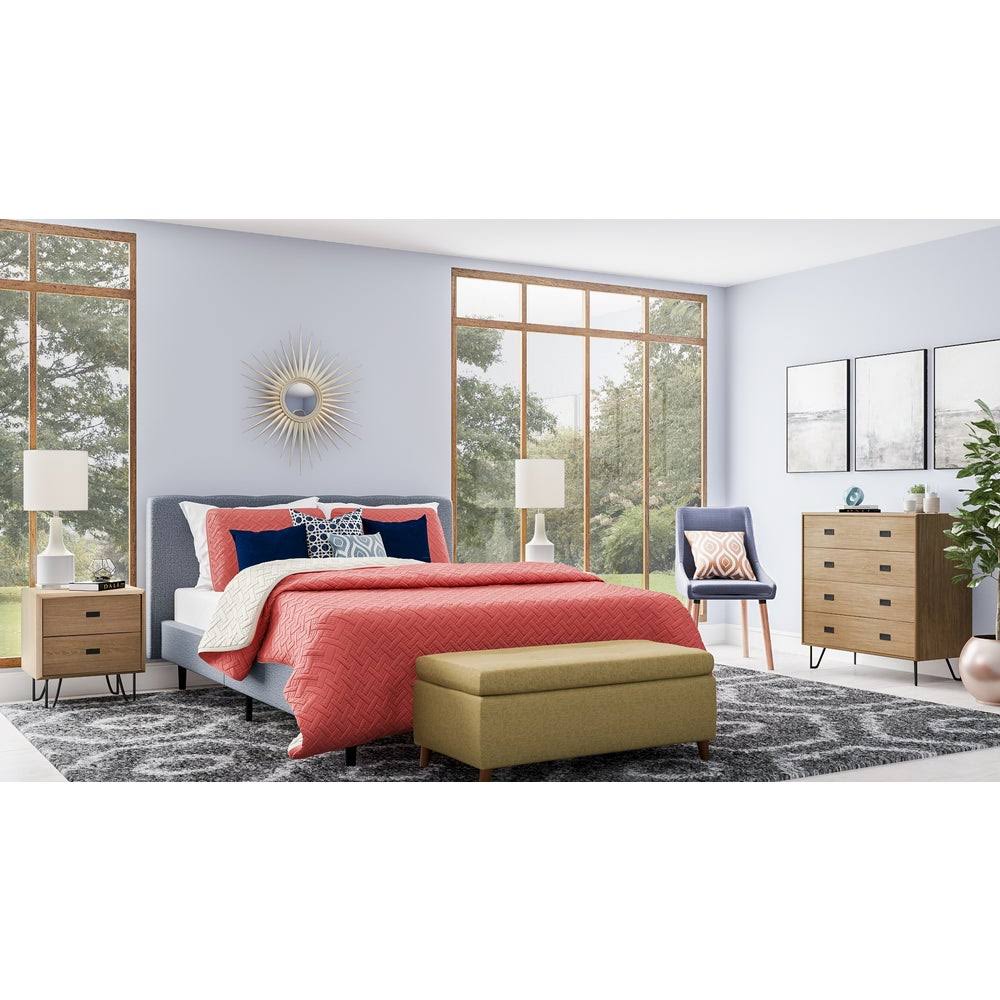 Light Blue Storage Ottoman Bench K6968
