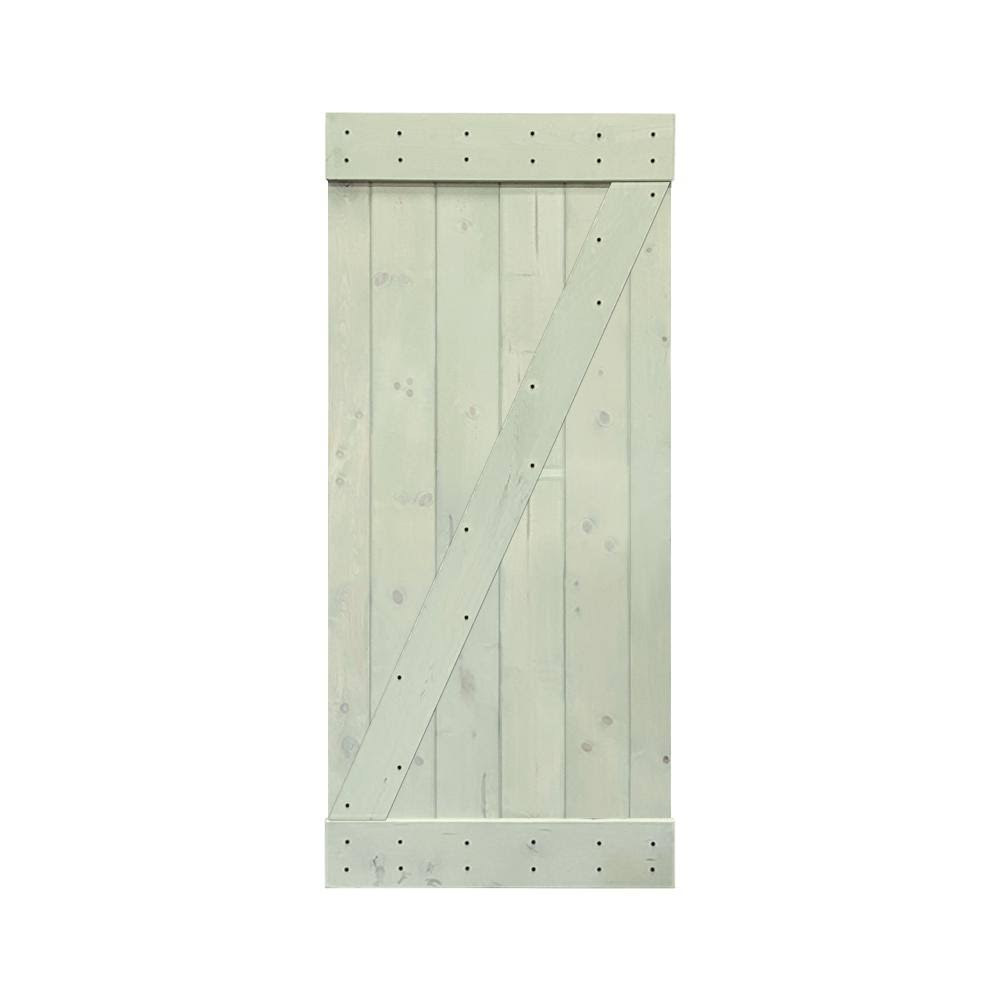 Sage Green 42-in x 84-in Solid Core Stained Pine Wood Single Barn Door I567365