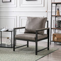 Gray Faux Leather Upholstered Accent Chair with Metal Frame J870218