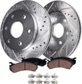 6 Lug Front Drilled Slotted Rotors + Ceramic Brake Pads 4pc Set R417308