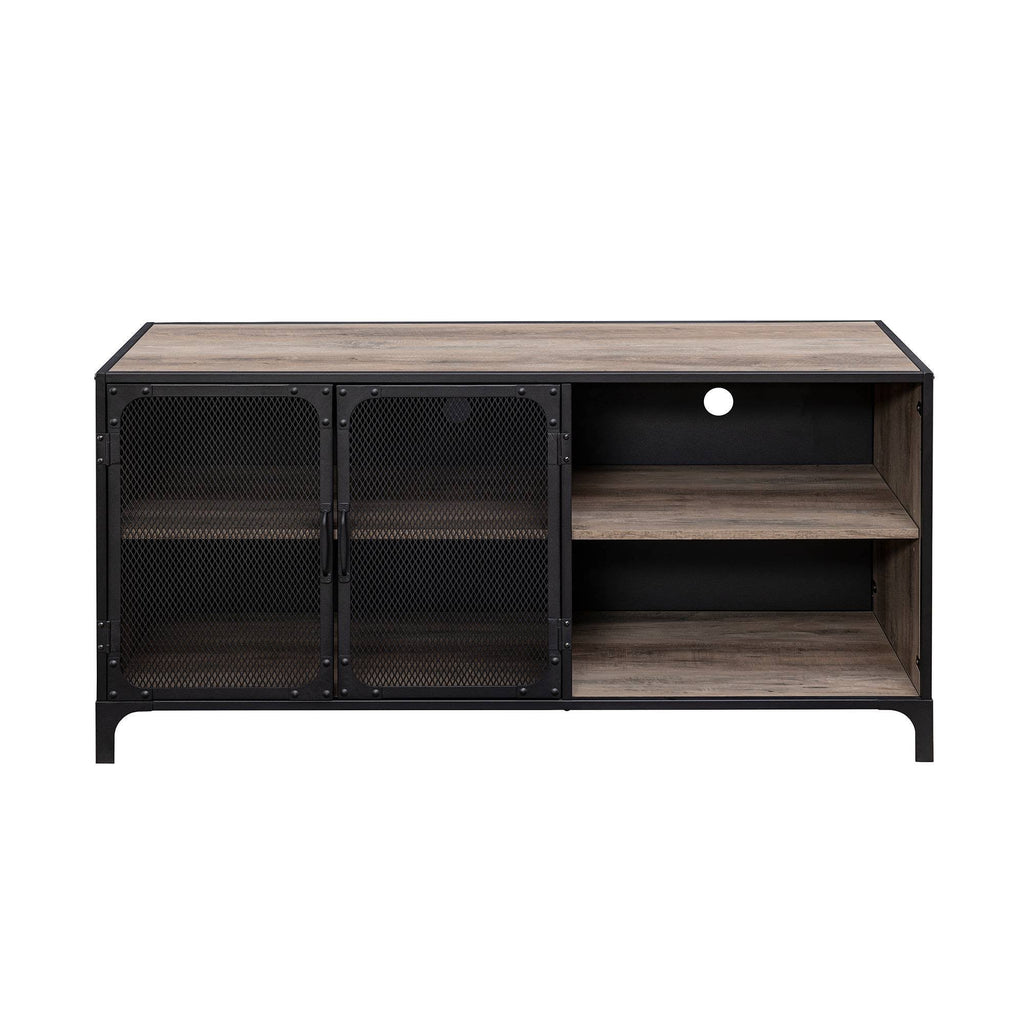 Gray Wash Metal Mesh TV Stand F5122