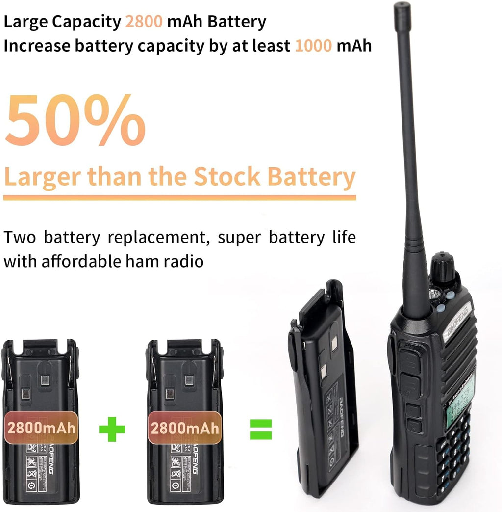 UV-82 High Power Portable 2 Way Radio with Extra 2800mAh Battery Full Kits X329