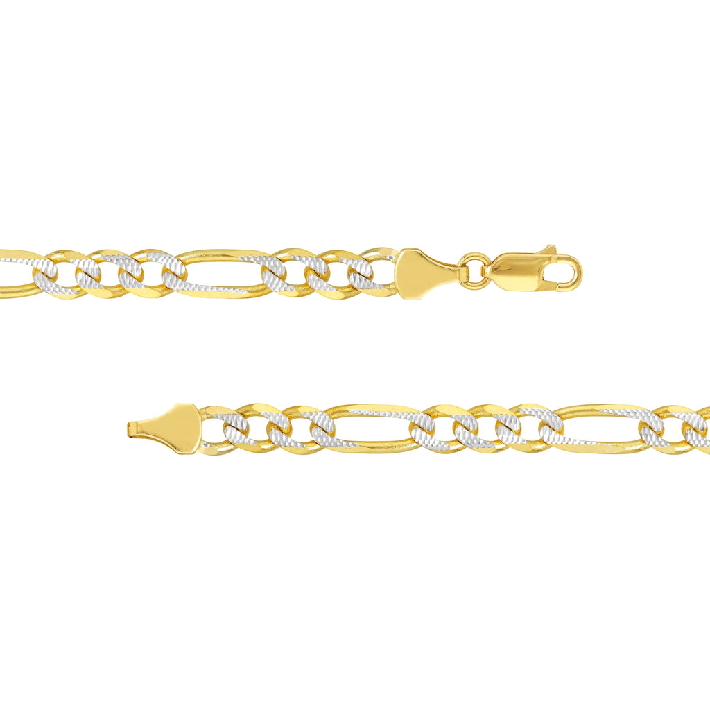14K Two-Tone Gold 30" Pave Figaro Chain Necklace A1745
