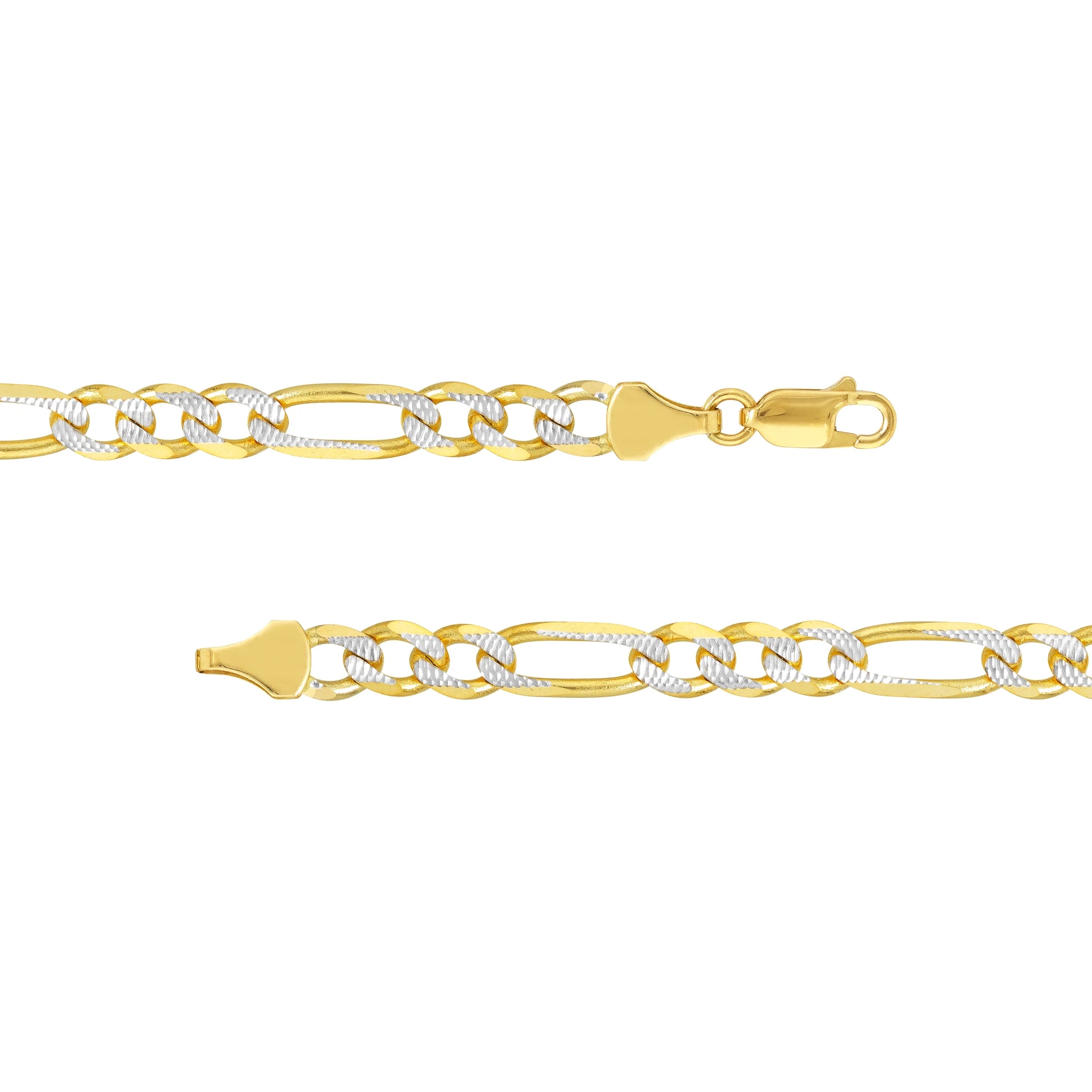 14K Two-Tone Gold 30" Pave Figaro Chain Necklace A1745