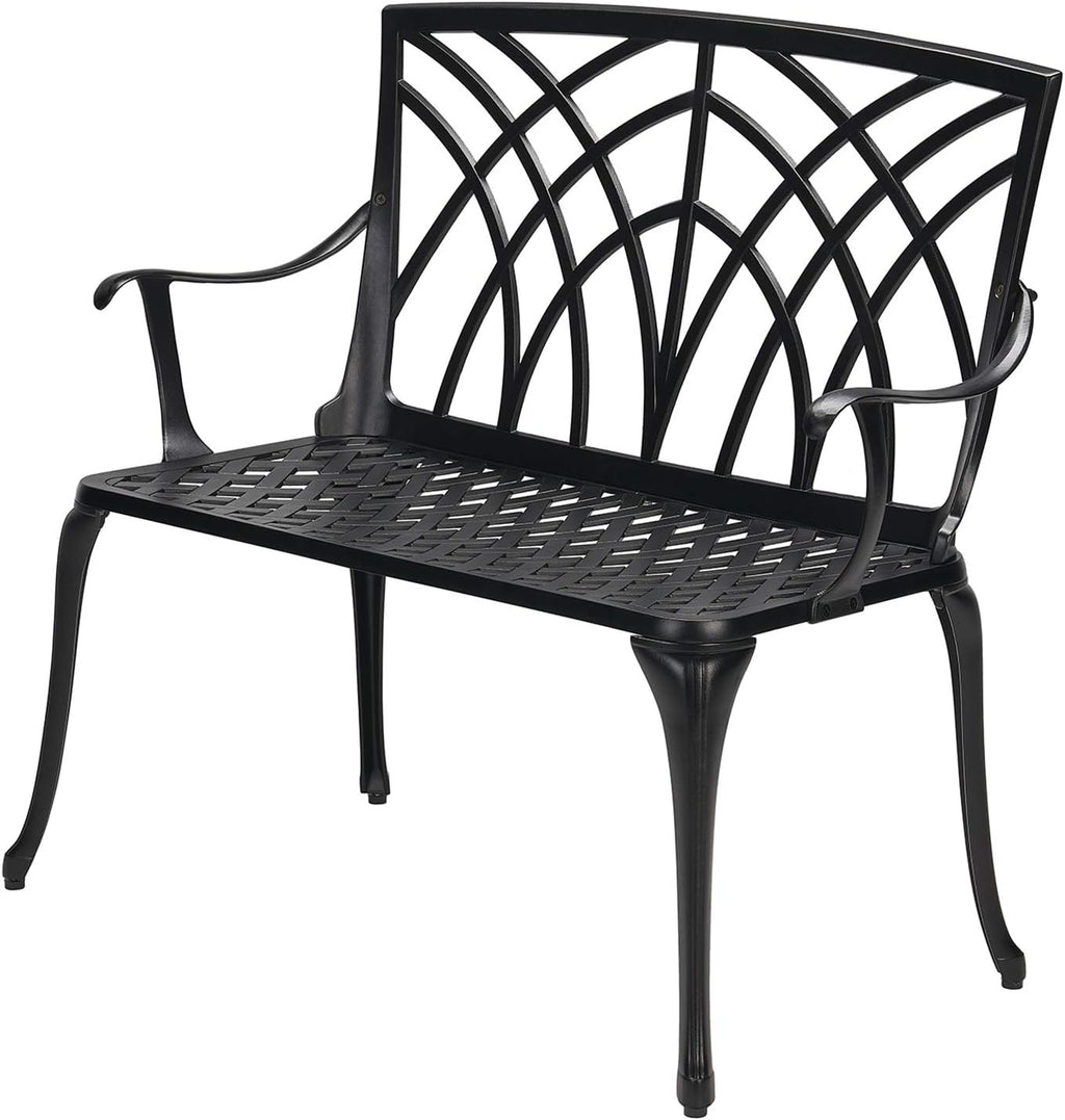 Black Cast Aluminum 2-Person Patio Bench M569