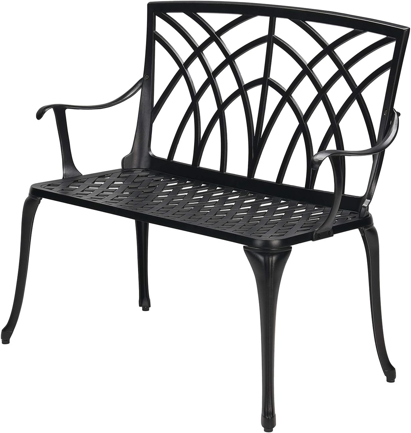 Black Cast Aluminum 2-Person Patio Bench M569