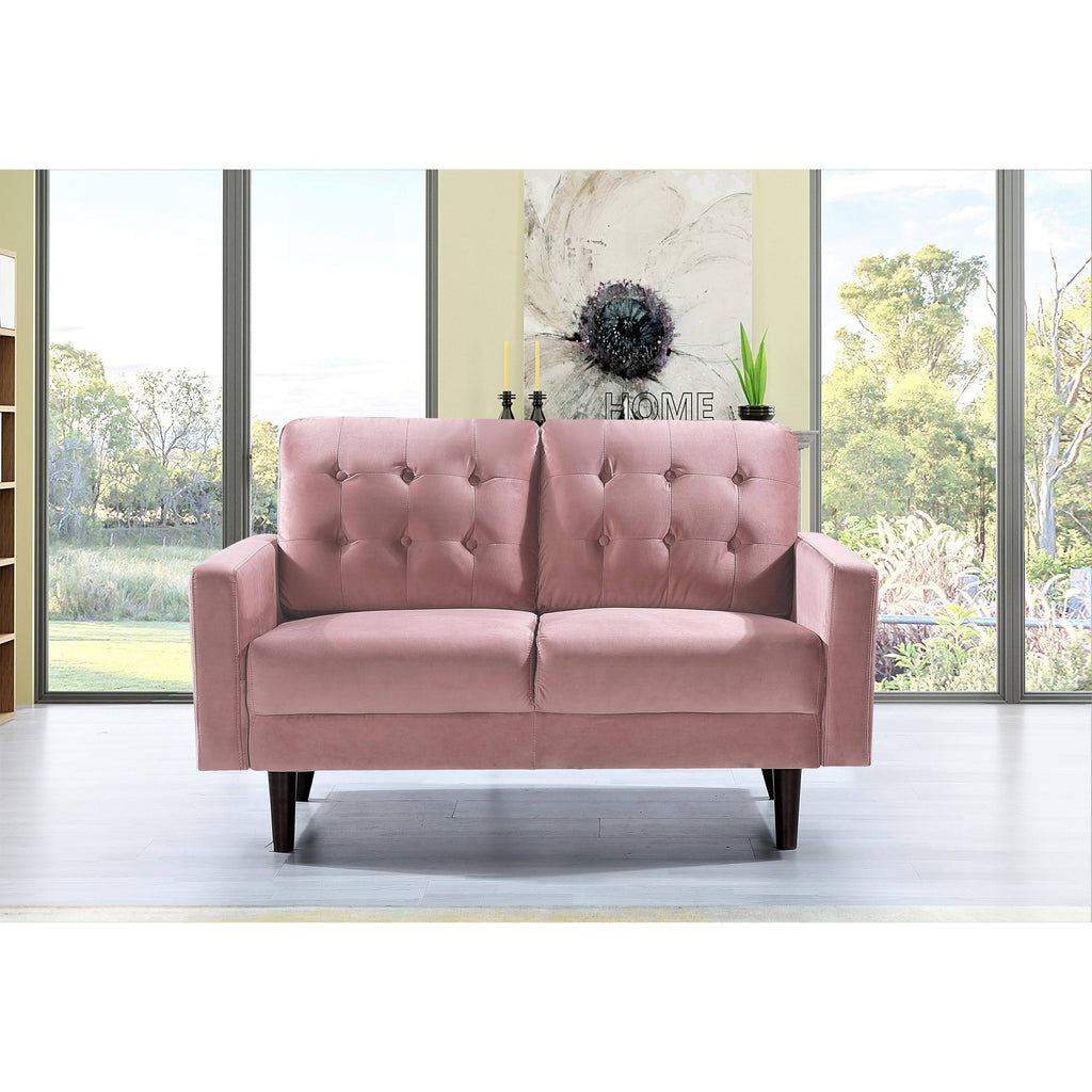 Pink Velvet Tufted Loveseat D604670