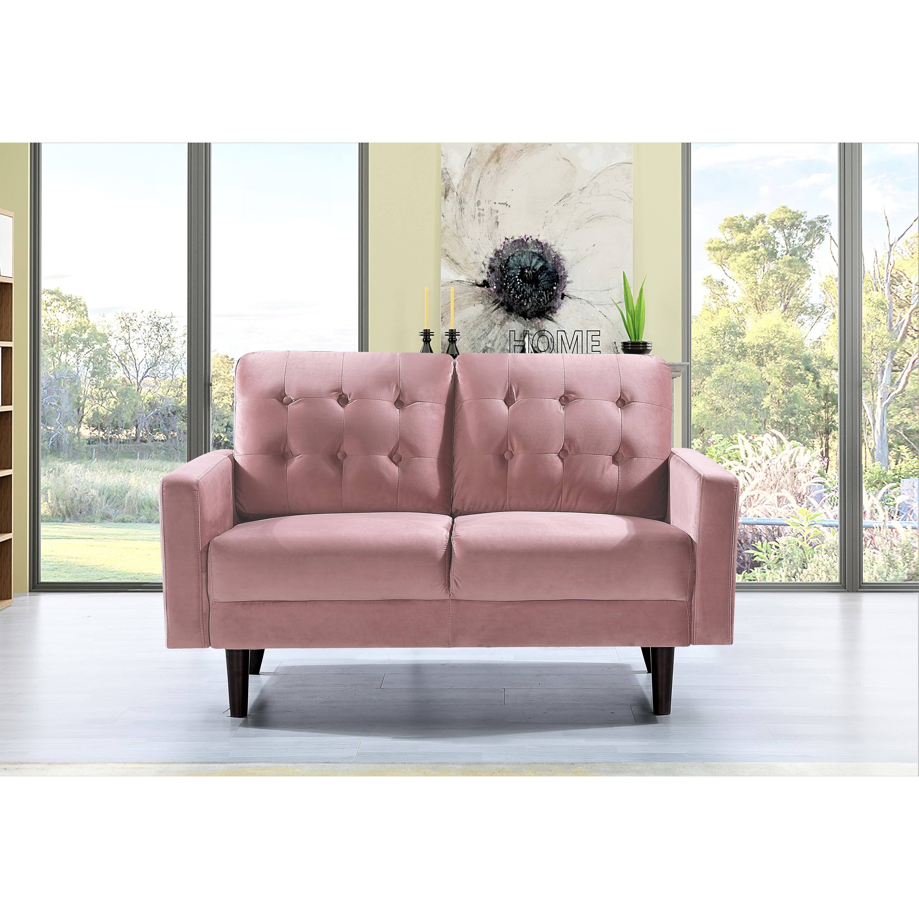 Pink Velvet Tufted Loveseat D604670