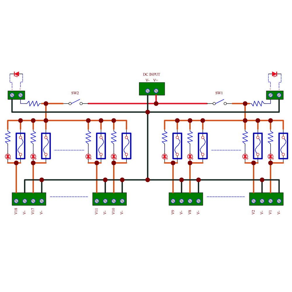 18 Channels 12V/24V 20A Power Distribution Fuse Module, Pack of 2 I59809