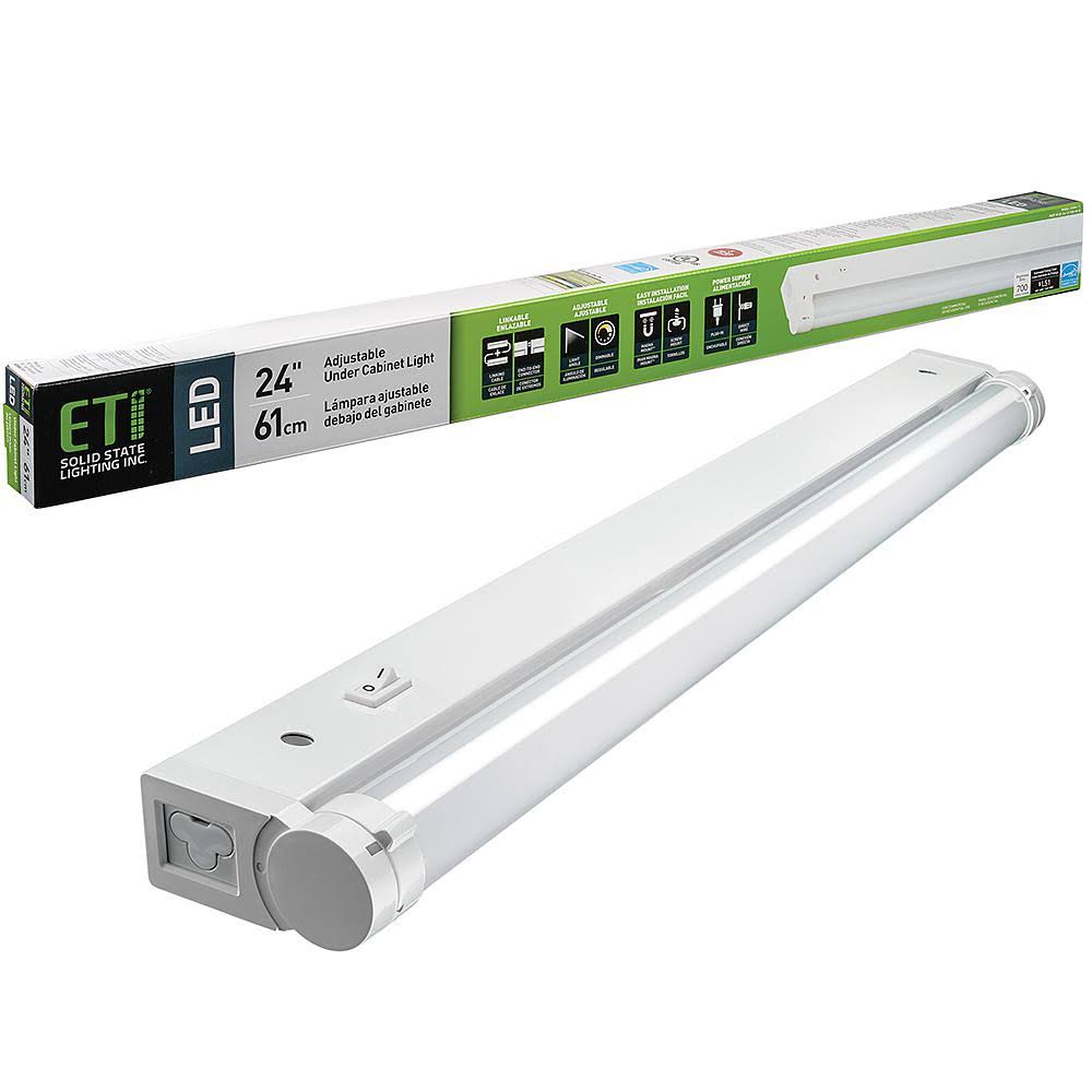 24 in. Linkable LED Under Cabinet Strip Light, White 700 Lumens 3000K Dimmable M43634