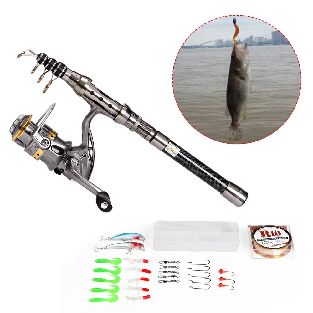 Telescopic Fishing Rod and Reel Combo with Carrier Bag P9984