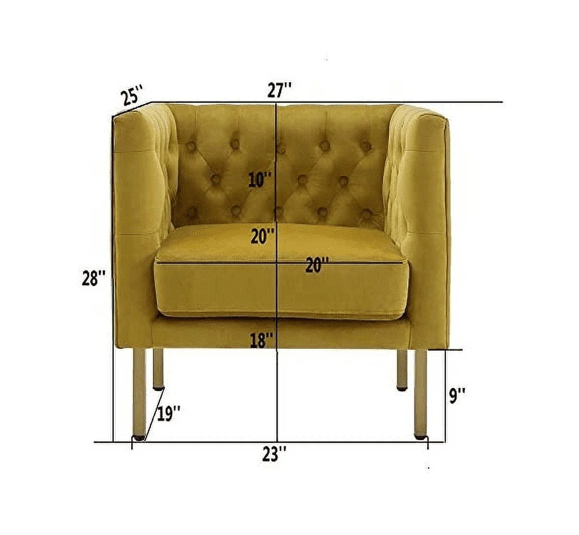 Tufted Club Chair with Metal Legs A38607