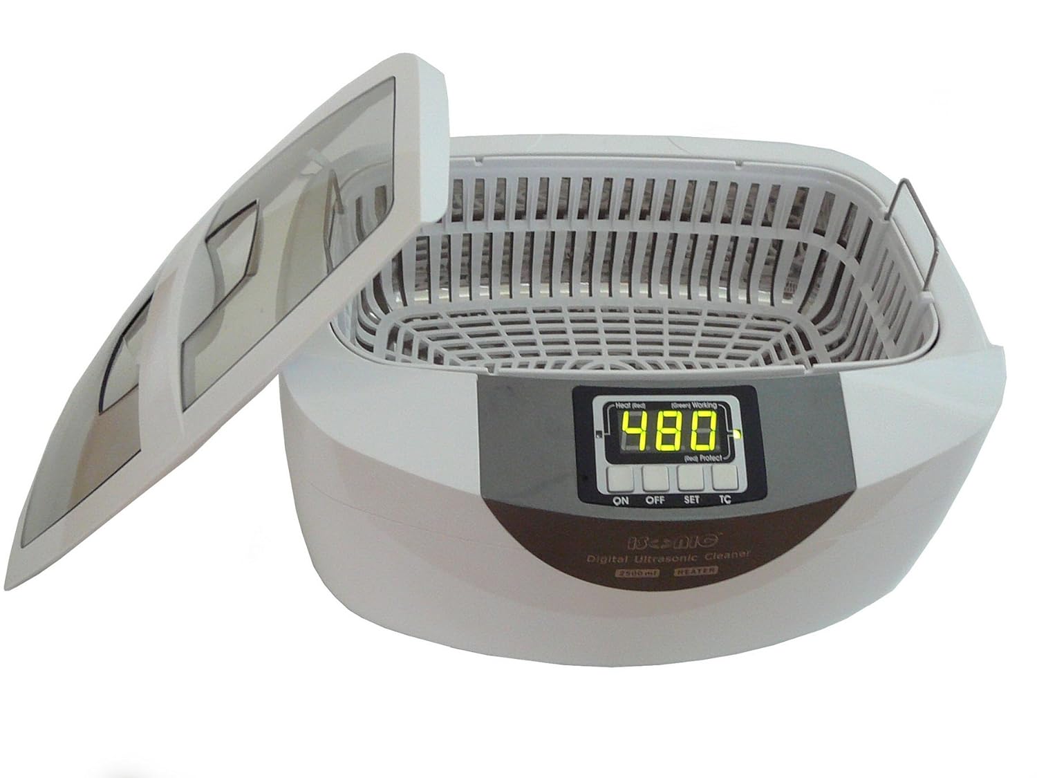 Commercial Ultrasonic Cleaner, 2.5L, White, Plastic Tray, 110V K1330
