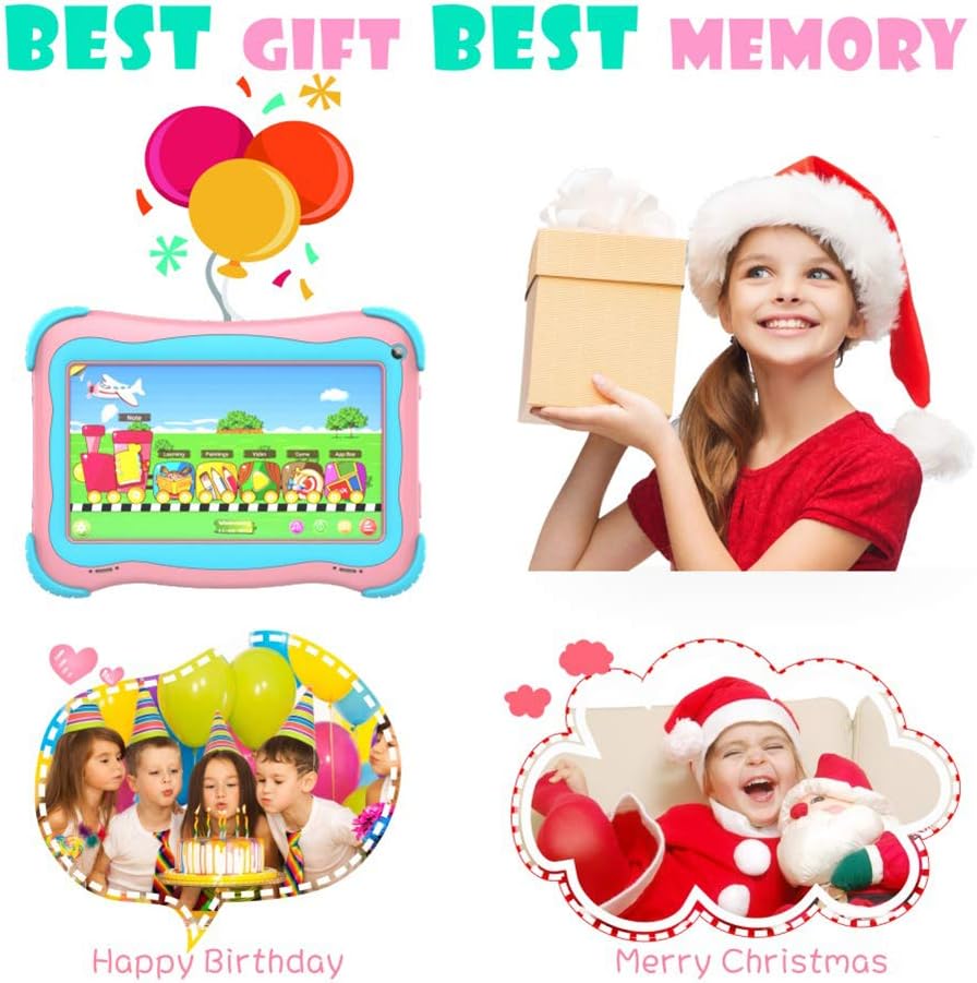 Pink 7 Kids Tablet with WiFi Dual Camera 1GB + 32GB Parental Control Pack of 2 S721
