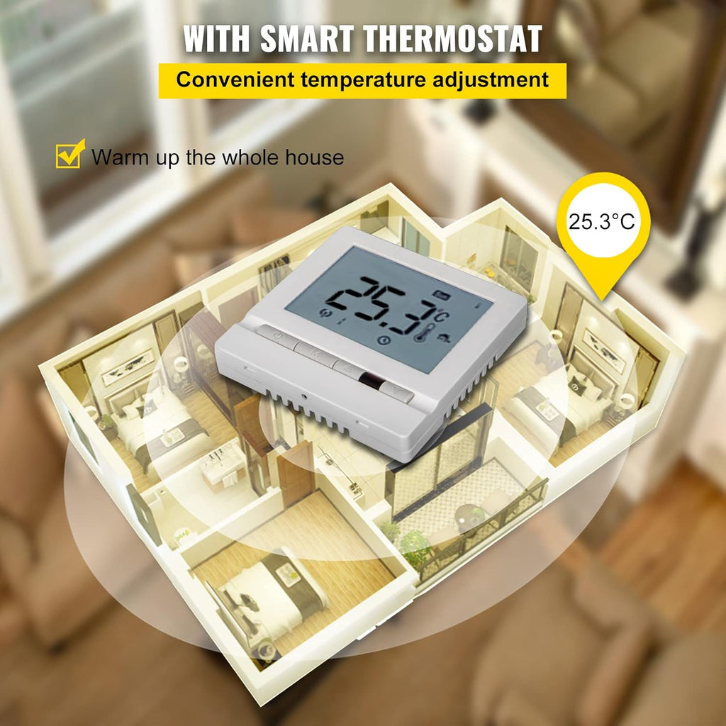 Floor Heating Cable 166.7 Square Feet with Temperature Control Panel C8001