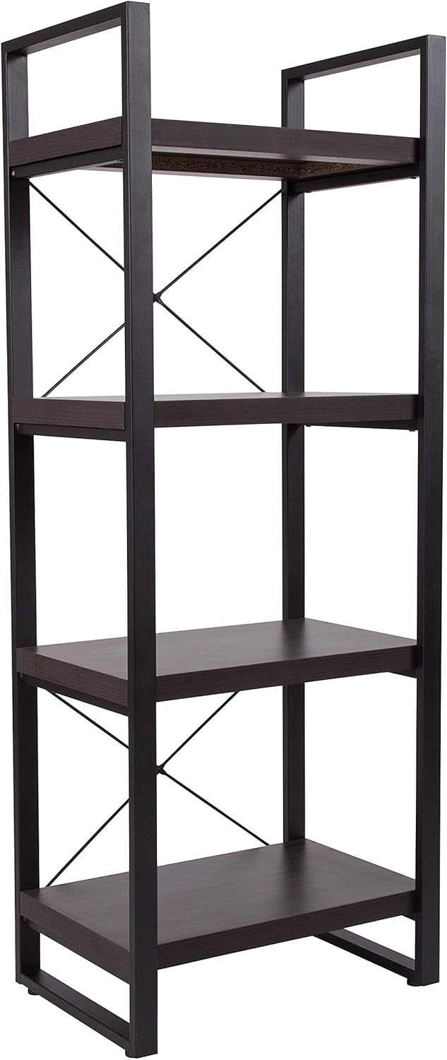 Charcoal Wood Grain 4 Shelf Etagere Bookcase R578