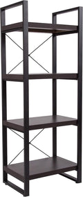 Charcoal Wood Grain 4 Shelf Etagere Bookcase R578