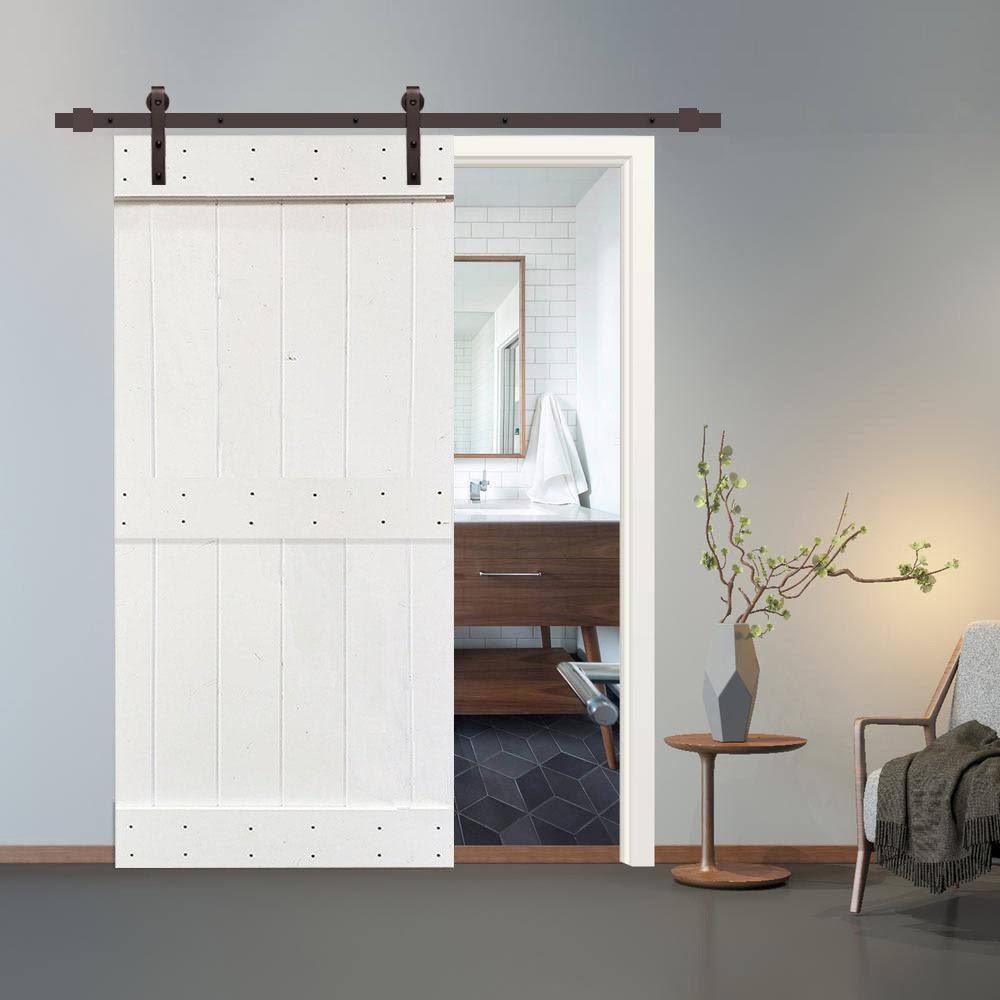 White Stained 2 Panel Barn Door with Sliding Hardware Y698660