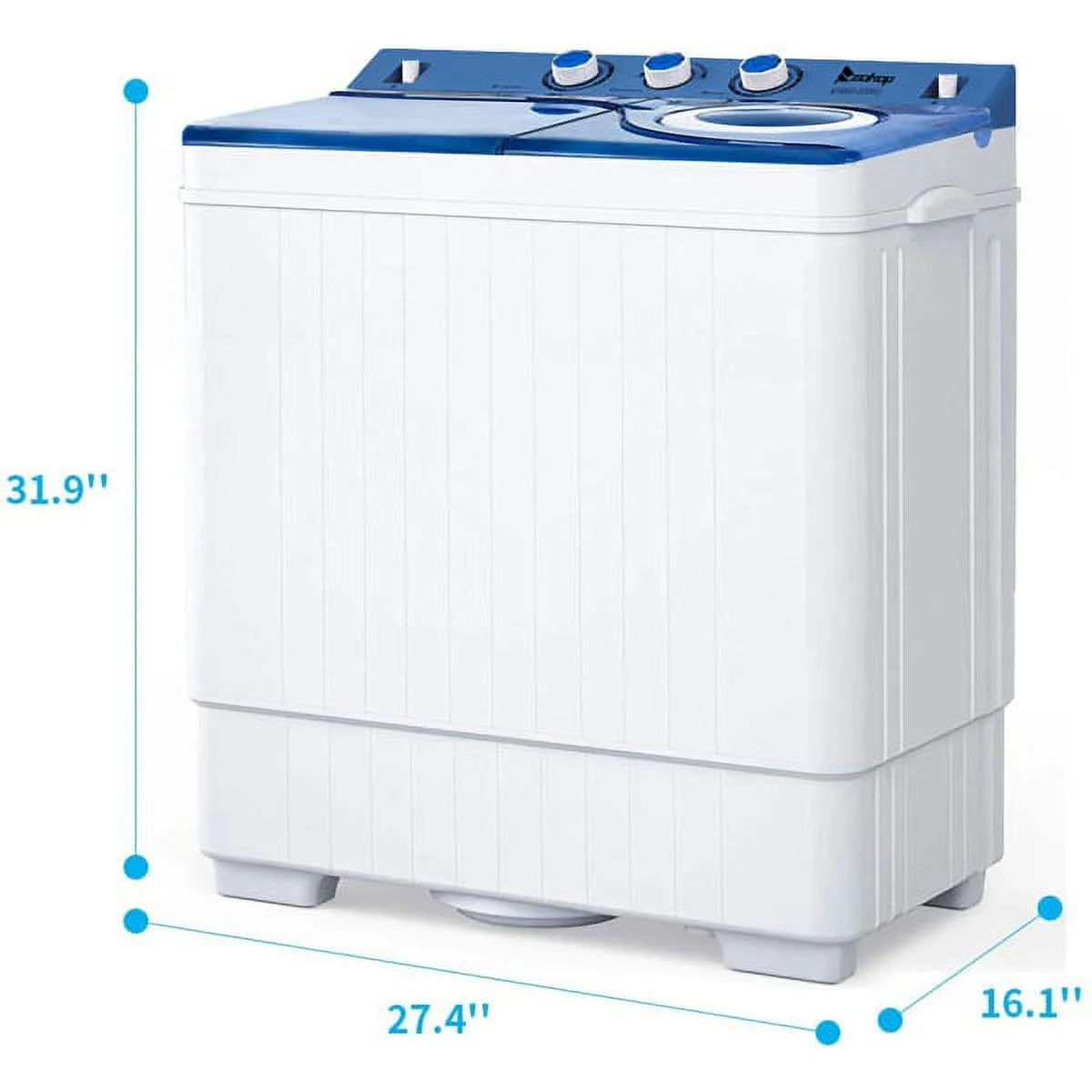 Semi-automatic Twin Tub Washing Machine, 26Lbs, White & Blue C8566