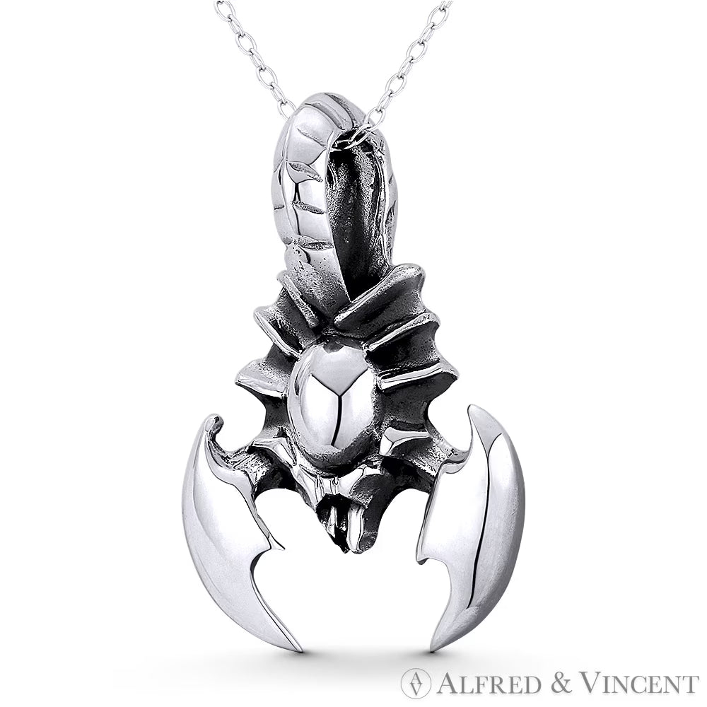 Oxidized .925 Sterling Silver Zodiac Sign Charm Pendant Necklace N5978