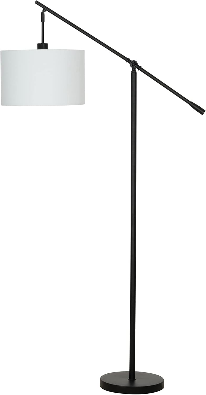 Modern Over The Sofa Counterbalance Floor Lamp with Diffuser, Semi-Gloss Black T352