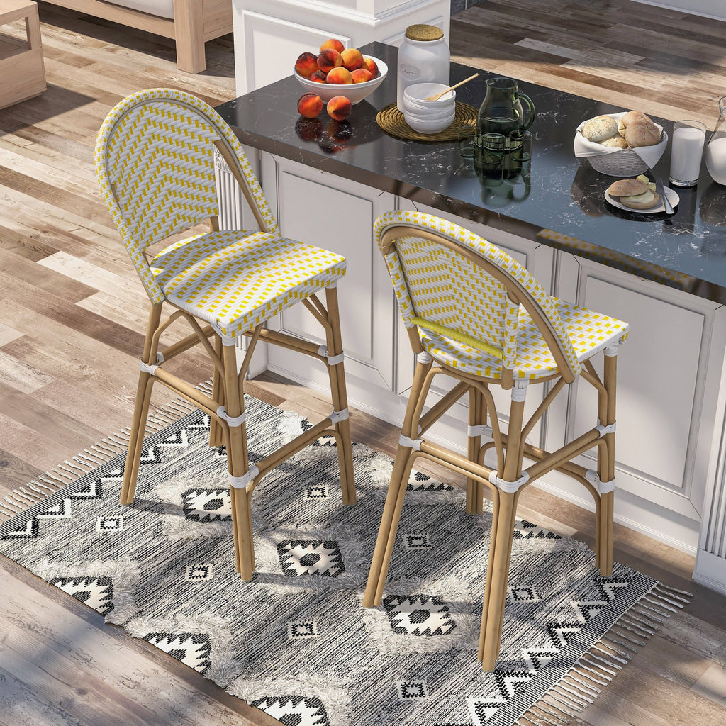 Navy & White Patio Bar Chairs (Set of 2) E965548