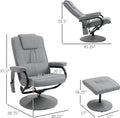 Gray Faux Leather Swivel Massage Recliner Chair and Ottoman Set with Remote Control L2109