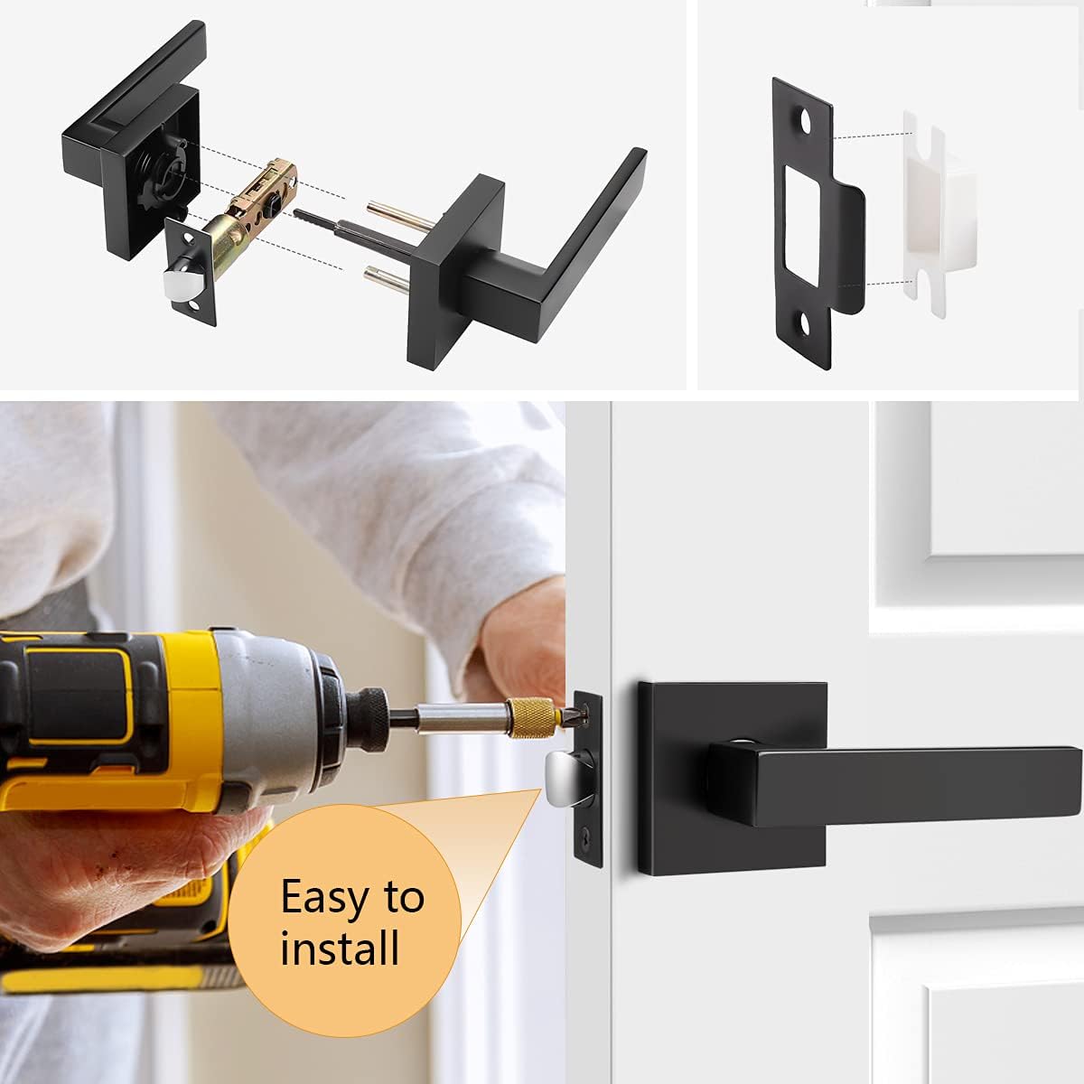 Matte Black Square Passage Door Levers Pack of 2 Z83533