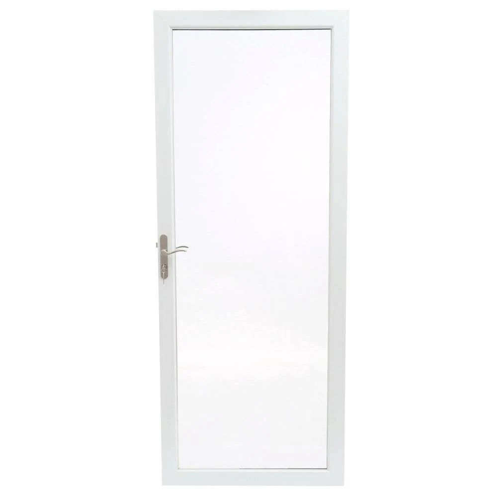 32 in. x 80 in. White Fullview Aluminum Storm Door with Nickel Hardware B30196