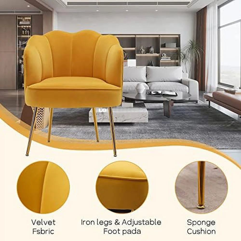 Velvet Accent Barrel Chairs with Golden Metal Legs R940837