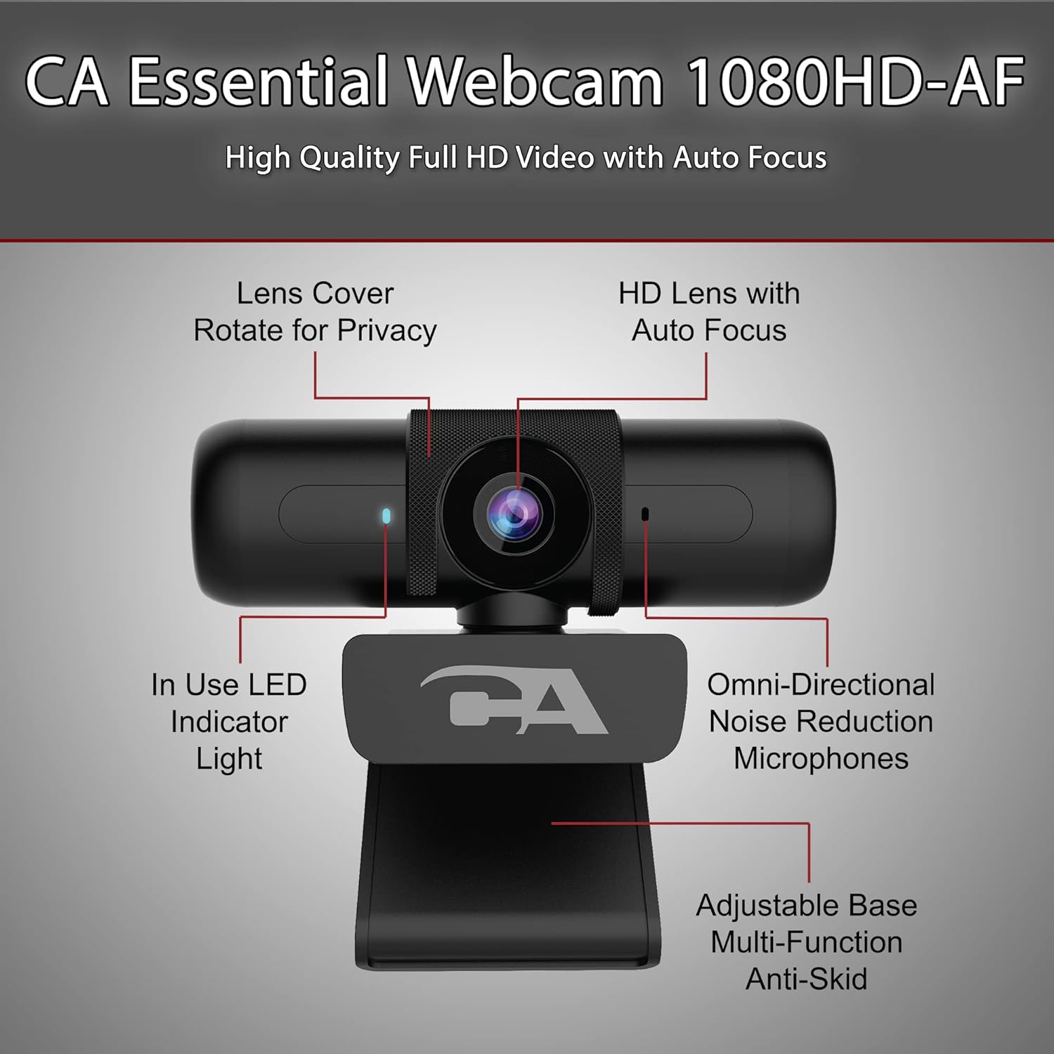 1080p 5MP USB Webcam with Dual Omnidirectional Microphones Y96485
