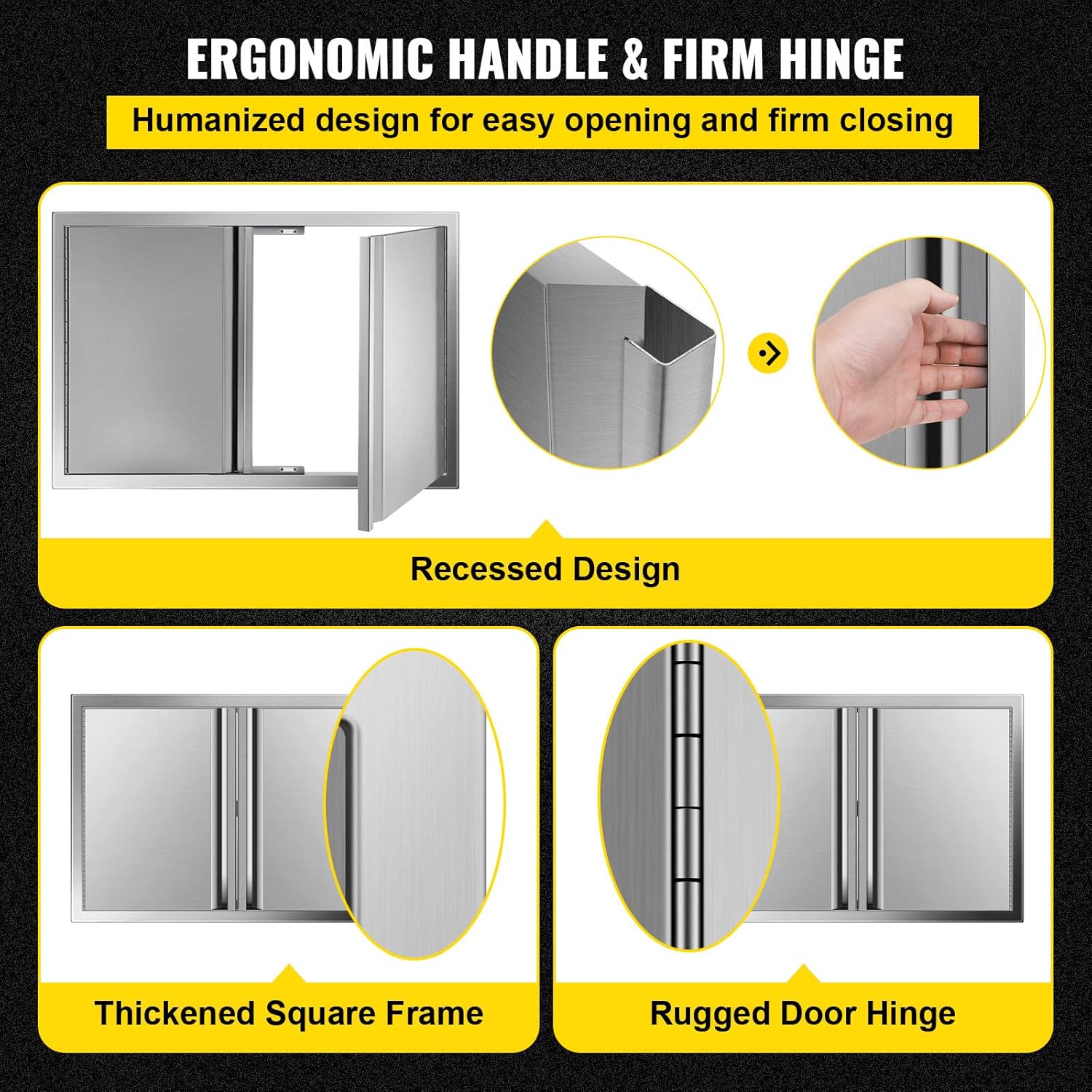 Stainless Steel Double BBQ Access Door with Recessed Handle F510