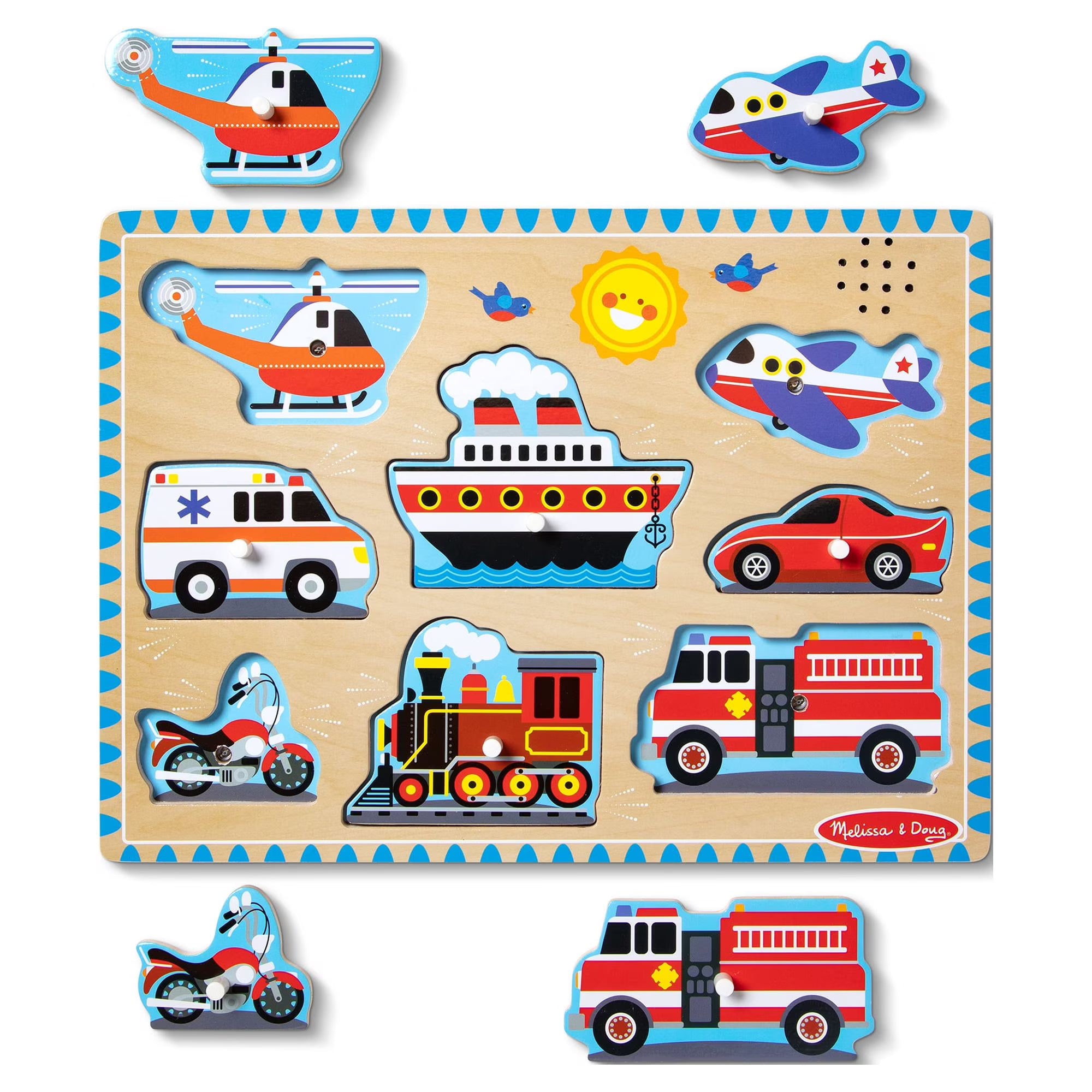 Wooden Peg Puzzle With Sound Effects (8 pcs) Y508675