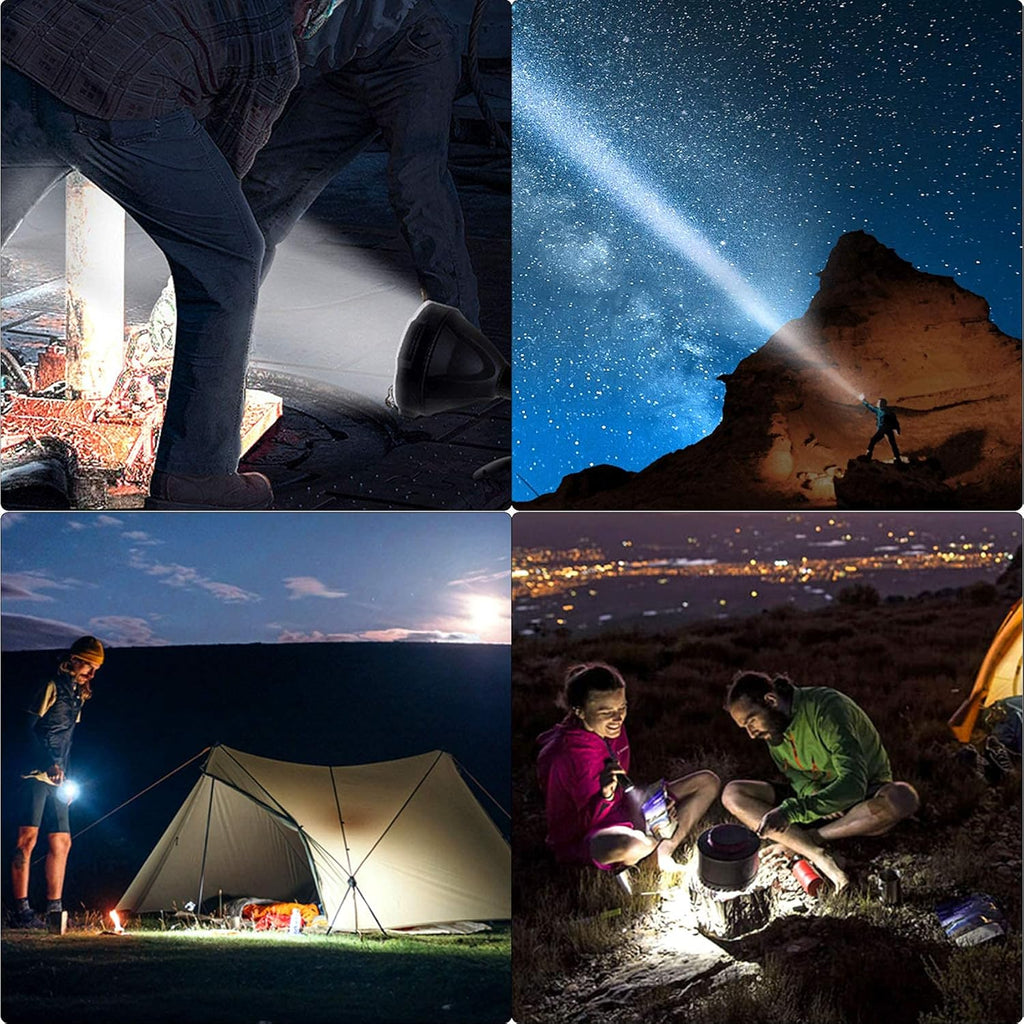 Rechargeable LED Spotlight Flashlights 90000 Lumens XHP90.2 Super Bright Searchlight with 4 Modes IPX5 Waterproof Large Flashlight with Tripod J932