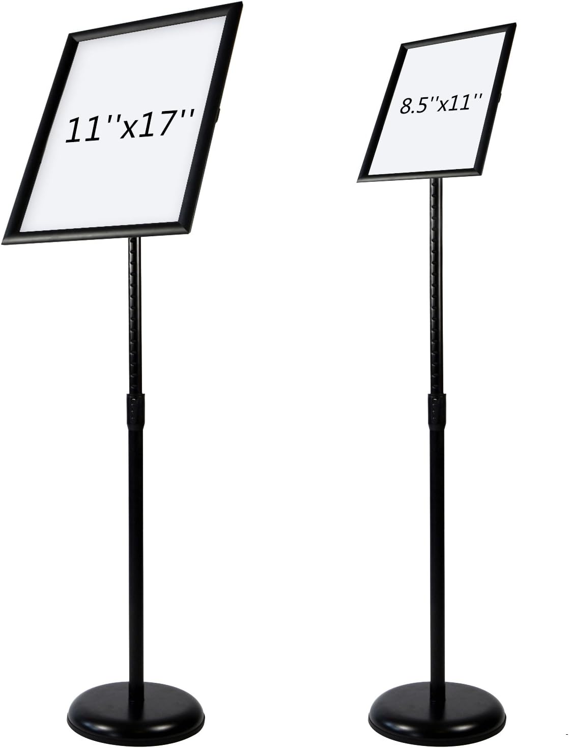 Adjustable Pedestal Poster Stand Aluminum Snap Open Frame for 11 x 17 Inch, Black K9124
