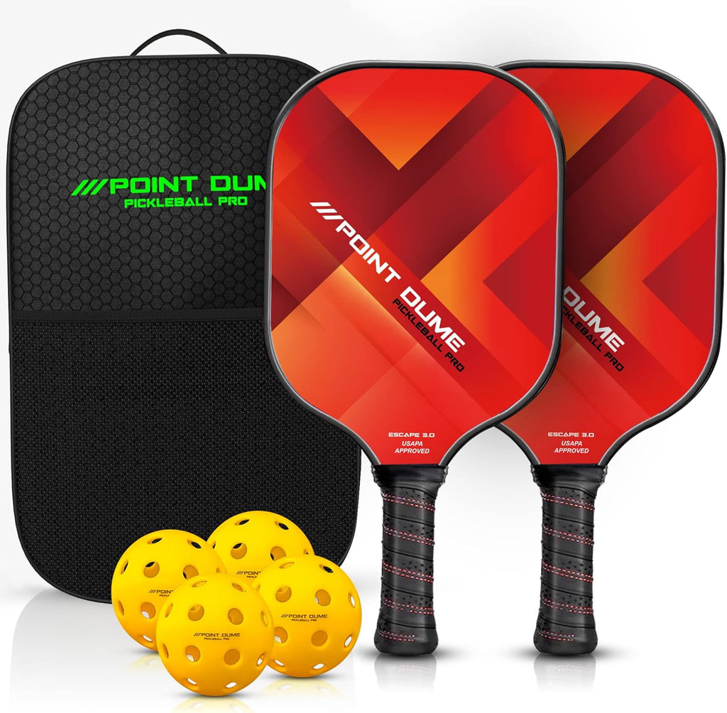 Graphite Carbon Pickleball Paddle Set of 2 Paddles 4 Pickleballs and Carry Case Y742
