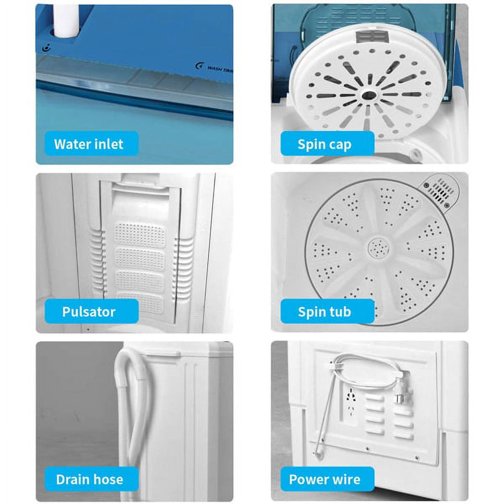 Semi-automatic Twin Tub Washing Machine, 26Lbs, White & Blue C8566