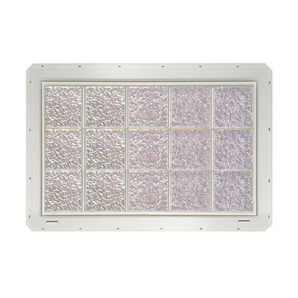 39.25 in. x 24.25 in. x 3.25 in. Ice Pattern Vinyl Framed Glass Block Window with White Colored Vinyl Nailing Fin L657
