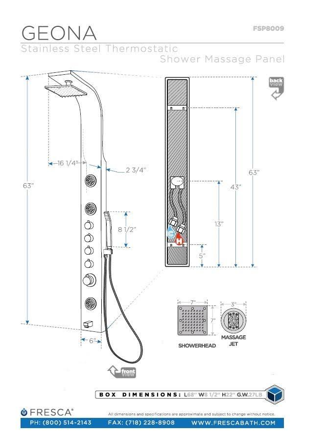 Stainless Steel Thermostatic Shower Massage Panel U612