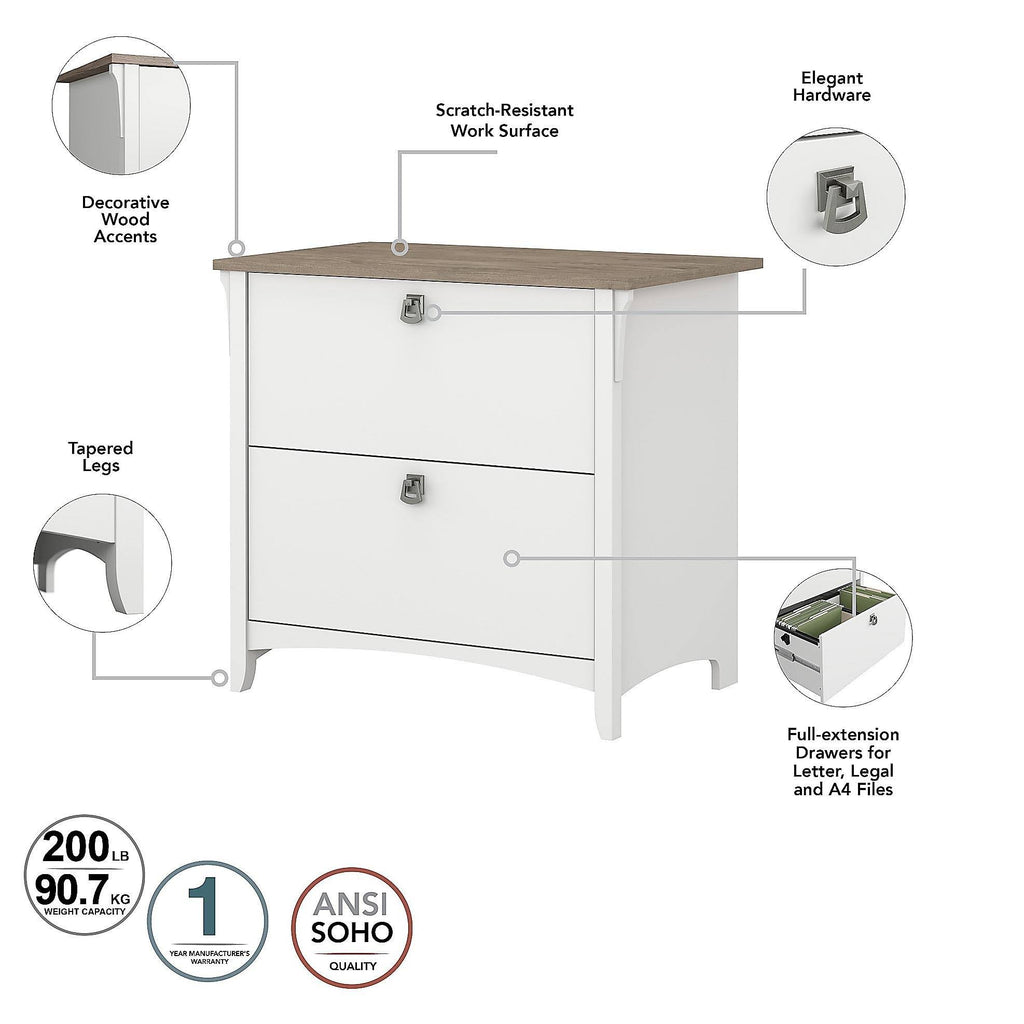 White 2 Drawer Lateral File Cabinet B55854